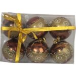 Zestaw 6 Eleganckich Bombek Plastikowych w Kolorze Brązowym, 7 cm - obrazek 2