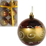 Zestaw 6 Eleganckich Bombek Plastikowych w Kolorze Brązowym, 7 cm