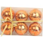 Zestaw 6 Plastikowych Bombek Pomarańczowych 7 cm do Dekoracji Świątecznej - obrazek 2
