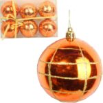 Zestaw 6 Plastikowych Bombek Pomarańczowych 7 cm do Dekoracji Świątecznej