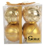 Zestaw 8 Złotych Bombek Plastikowych 7 cm z Brokatowym Dekorem - obrazek 2