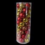 Zestaw 45 Bombek Choinkowych w Kolorze Czerwono-Złotym z Brokatem i Sznurkiem do Zawieszenia - Tuba