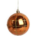 Zestaw 6 bombek plastikowych z dekorem 7 cm kolor pomarańczowy - obrazek 3