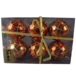 Komplet 6 Dekoracyjnych Bombek Plastikowych Pomarańczowych 80mm