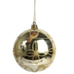 Zestaw 6 bombek plastikowych z dekorem 8 cm kolor złoty - obrazek 3