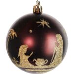 Elegancki Zestaw 6 Bombek Plastikowych w Kolorze Brązowym, 8cm - obrazek 2