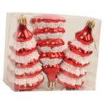 Zestaw Czerwonych Bombek w Kształcie Choinki z Brokatem - 3 Sztuki - obrazek 3