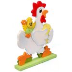 KURKA Z KURCZAKIEM DEKORACJA DREWNIANA 14 CM - obrazek 2