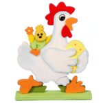 KURKA Z KURCZAKIEM DEKORACJA DREWNIANA 14 CM