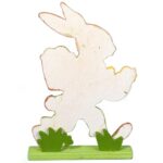 ZAJĄC Z KURCZACZKAMI DEKORACJA DREWNIANA 15CM - obrazek 3