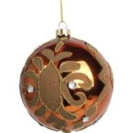 Bombka szklana dekorowana 10 cm brązowa - obrazek 3