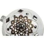 Elegancka szklana bombka świąteczna z metalowym dekorem - 10 cm, przezroczysta - obrazek 3