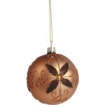 Elegancka Bombka Szklana z Brokatowym Dekorem, Kolor Brązowy, 8 cm - obrazek 2