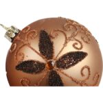 Elegancka Bombka Szklana z Brokatowym Dekorem, Kolor Brązowy, 8 cm - obrazek 3
