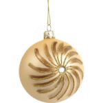 Elegancka Bombka Świąteczna Ze Szklana Z Brokatowym Dekorem Koloru Kremowego - 8 cm - obrazek 3