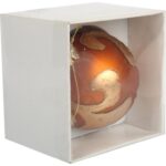 Bombka szklana dekorowana złotym brokatem, 8 cm, kolor pomarańczowy - obrazek 2