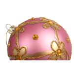 Bombka szklana dekorowana 8 cm różowa - obrazek 3