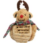 KOSZYK ŚWIĄTECZNY Z TROCINOWYM RENIFEREM 13 CM