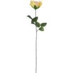 Róża sztuczna pojedynka w kolorze żółto-różowym 68 cm - obrazek 2