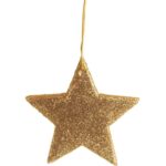 Złota Gwiazda Brokatowa - Ozdoba Świąteczna na Zawieszce - obrazek 2
