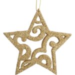 Złota Ażurowa Gwiazda z Brokatu - Zawieszka Dekoracyjna
