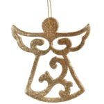 Złota Zawieszka Świąteczna - Brokatowy Anioł Ażurowy - obrazek 2