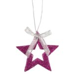 Kpl. 6 zawieszek brokatowych GWIAZDKI fioletowe - obrazek 2