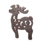 Komplet 3 Złotych, Brokatowych Zawieszek w Kształcie Reniferów, 12 cm - obrazek 2