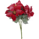 Świąteczny bukiet czerwonych, ośnieżonych poinsecji - obrazek 2