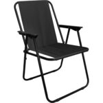 Krzesło turystyczne plażowe składane CZARNE - obrazek 2