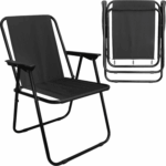 Krzesło turystyczne plażowe składane CZARNE