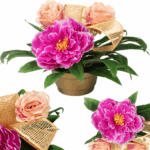 STROIK NAGROBNY Z PIWONIĄ I RÓŻAMI RÓŻOWY