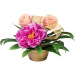 STROIK NAGROBNY Z PIWONIĄ I RÓŻAMI RÓŻOWY - obrazek 2