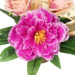 STROIK NAGROBNY Z PIWONIĄ I RÓŻAMI RÓŻOWY - obrazek 3