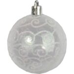 Zestaw 4 Plastikowych Bombek Bożonarodzeniowych ze Śnieżnym Dekorem, 6 cm - obrazek 3