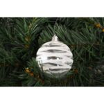 Komplet 6 Przeźroczystych Bombek Plastikowych z Dekorem, Kolor Biały, 6 cm - obrazek 3
