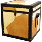 Skrzynia-Multifunkcyjny Stołek w Stylu Krowiej Sierści