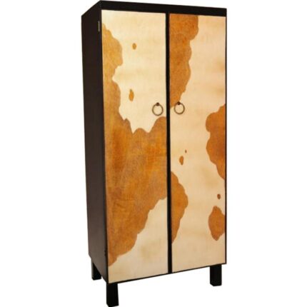 Szafa z imitacją sierści cielaka w kolorze biało-brązowym 134.5x60x38 cm