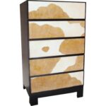 Komoda Farma w Stylu Country z Pięcioma Szufladami w Imitacji Sierści Cielaka