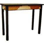 Duży Drewniany Stolik w Stylu Rustykalnym z Imitacją Sierści Cielaka