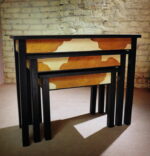 Stolik Drewniany Cielak w Kolorze Czarnym z Białym i Brązowym Akcentem - obrazek 3