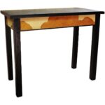 Stolik Drewniany Cielak w Kolorze Czarnym z Białym i Brązowym Akcentem