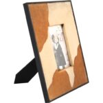 Ramka na zdjęcie zdobiona skórą kremowo-brązowa 30x25 cm - obrazek 2