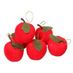 Komplet 6 Czerwonych Jabłek Flokowanych na Zawieszki - obrazek 3