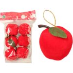 Komplet 6 Czerwonych Jabłek Flokowanych na Zawieszki