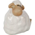 Elegancka Ceramiczna Figurka Wielkanocnego Baranka Biało-Kremowa. - obrazek 2