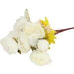 Sztuczny Bukiet Białych Piwonii z Dodatkami - 13 Gałązek, Wysokość 55 cm - obrazek 3