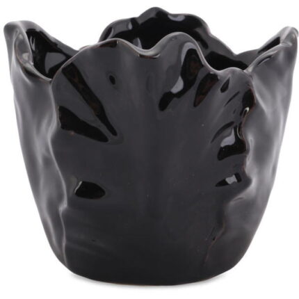 Czarna Dekoracyjna Miseczka w Kształcie Kwiatu