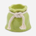 Świecznik Sakiewka Ceramiczny w Kolorze Zielonym z Sznurkiem - obrazek 2