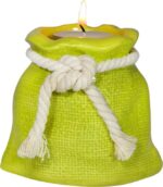 Ceramiczny Świecznik na Tealight w Kształcie Woreczka na Pieniądze - Żółty - obrazek 3